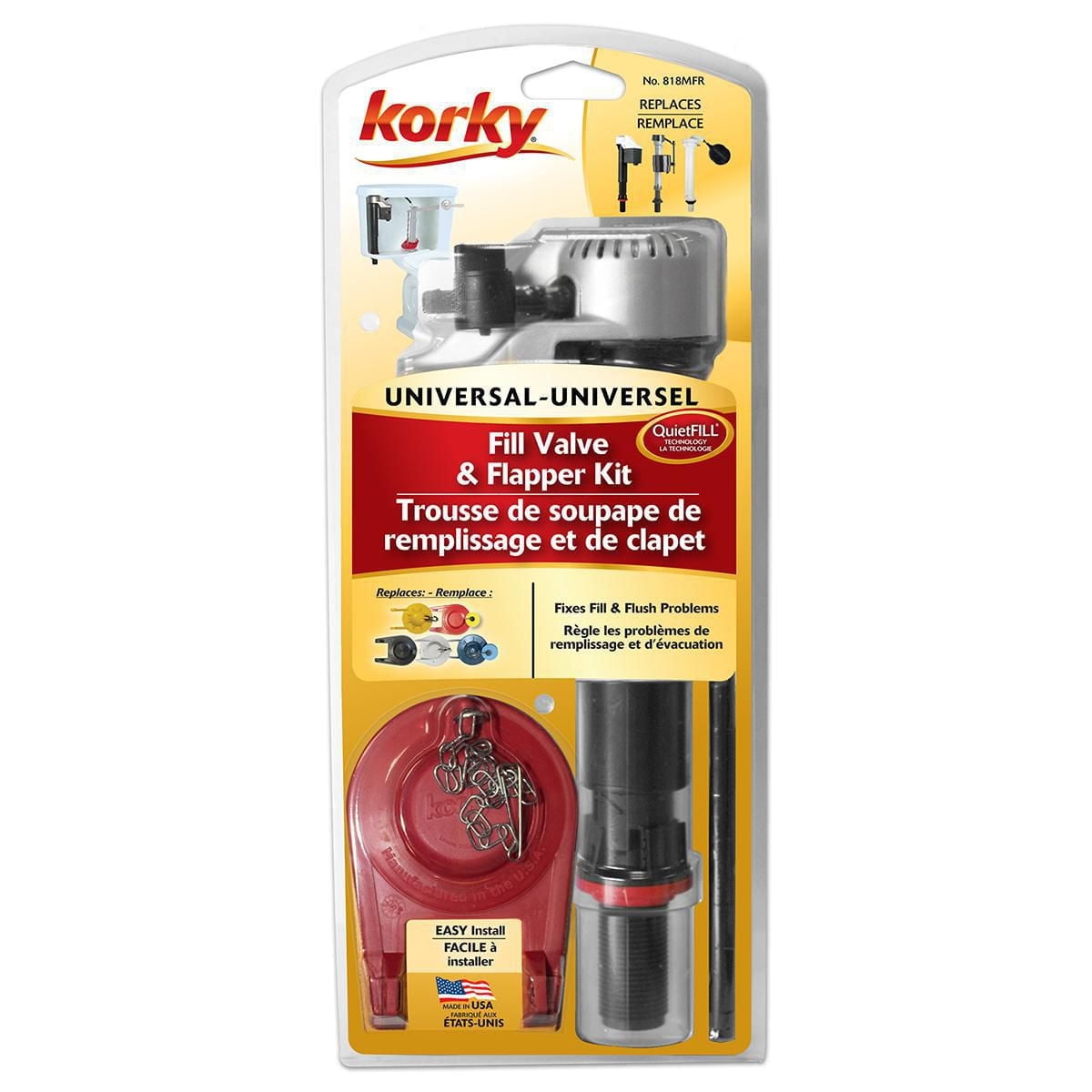 Soupape de remplissage QuietFill Platinum de Korky 2'' kit de clapet de toilette