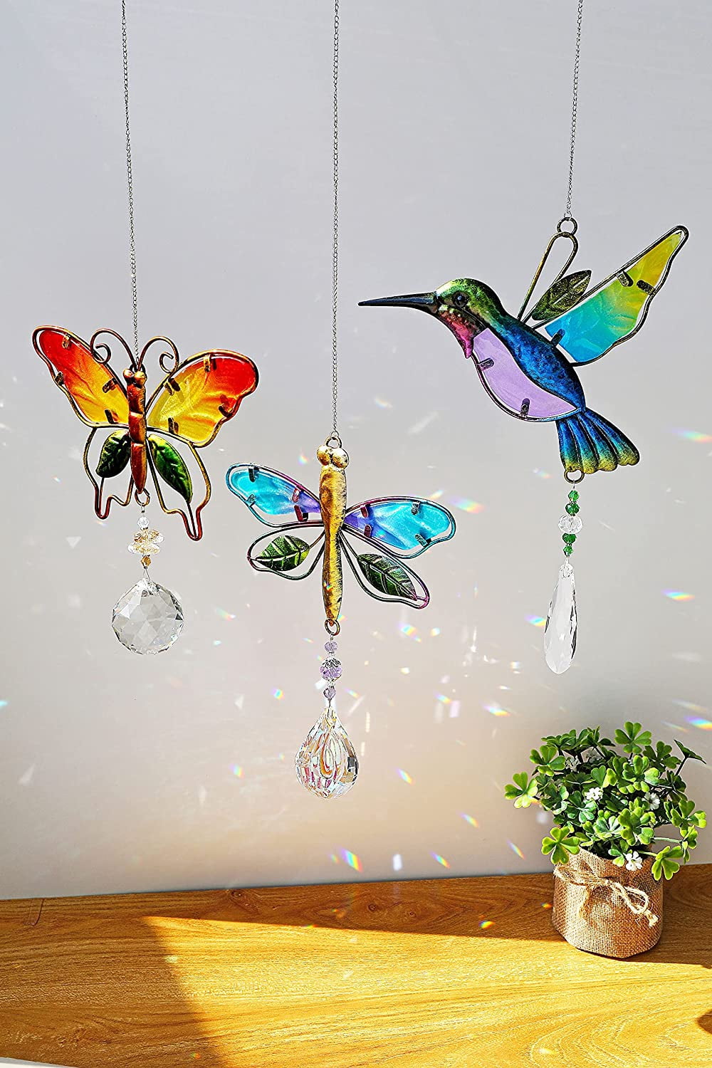 Attrape-Soleil En Cristal Libellule - Décoration Fenêtre Arc-en-Ciel - À Suspendre Intérieur/Extérieur - 5