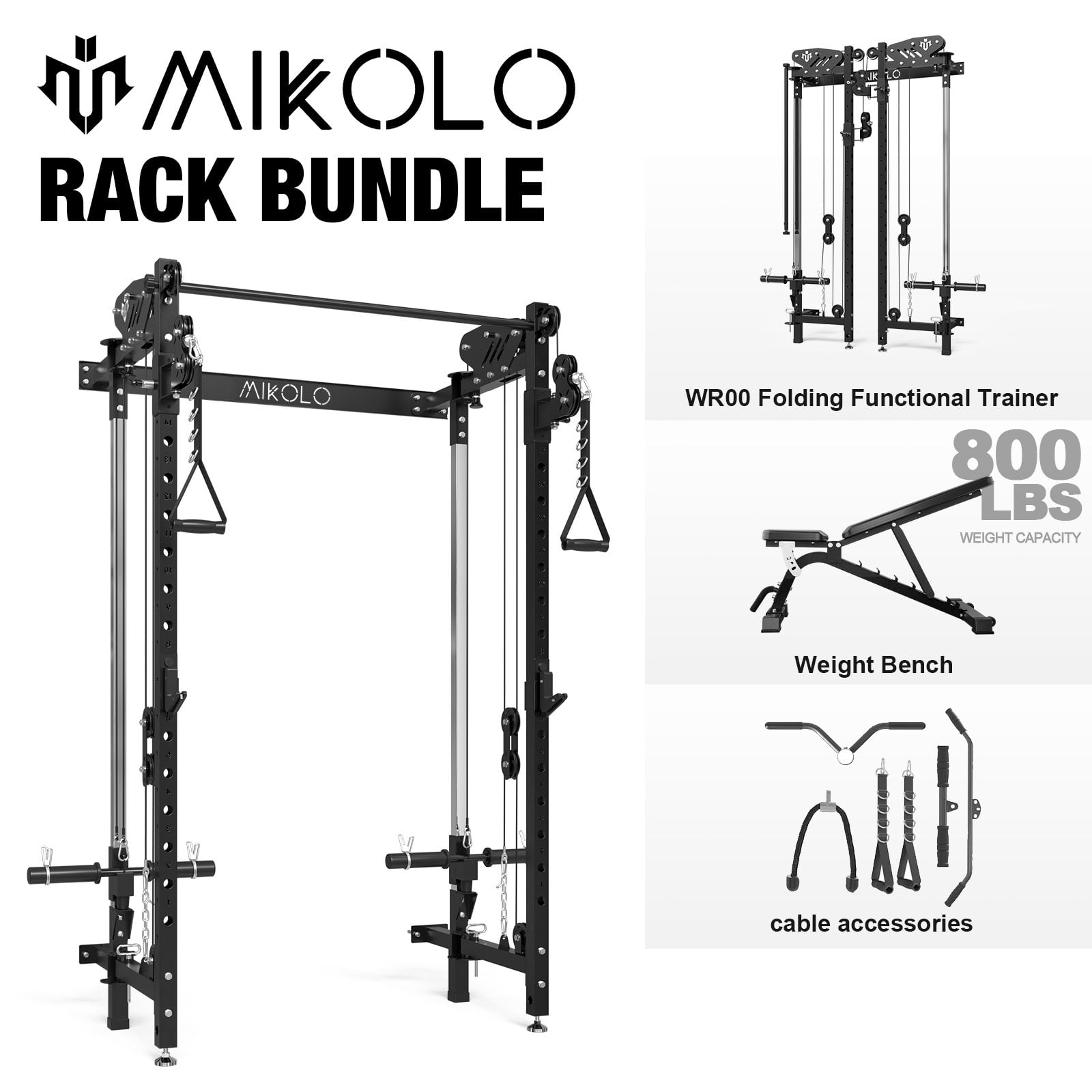 Cheetah Foldable Squat Rack Black & Weight Bench