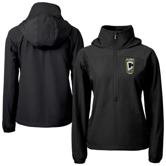 Women's-Cutter & Buck  Black Columbus Crew Charter Eco Recycled Full-Zip Anorak Jacket