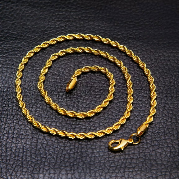 6MM 18K Yellow Gold Plated Twisted Wrest Rope Chain Necklace Mens Jewelry Gift