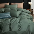 thumbnail image 2 of MooMee Duvet Cover Set King 600-TC 100% Long-Staple Cotton Sateen Silky Smooth Luxury (Duck Green, 104"x90"), 2 of 6