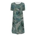 thumbnail image 4 of SMihono Robe d'Été Boho pour Femmes Grande Taille Mode Femmes Décontractée Col Rond Imprimé Manches Courtes Robe avec Poche, 4 of 5