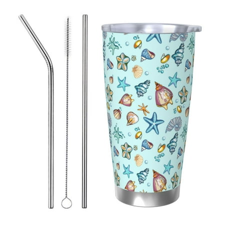 

Vsdgher Sea Shells 2 20 Oz Stainless Steel Vacuum Insulated Travel Mug Coffee Cup for Home Office Outdoor Works Great for Ice Drinks and Hot Beverage -Straw Three-piece Set