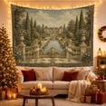 thumbnail image 3 of Mountain Garden Pond With Deer And Pine Trees, Serene Vintage Style for Nature Lovers, Rustic Cabin Decor, New Home Gift Tapestry Wall Hanging for Bedroom and Cabin, 3 of 7