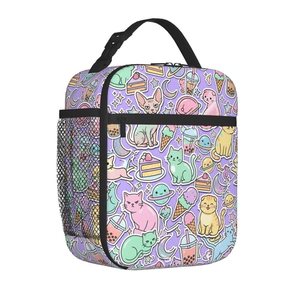 Space Cat Lunch Box Reusable Insulated Lunch Bag Women Men Cooler Tote Bag For Work Picnic Office