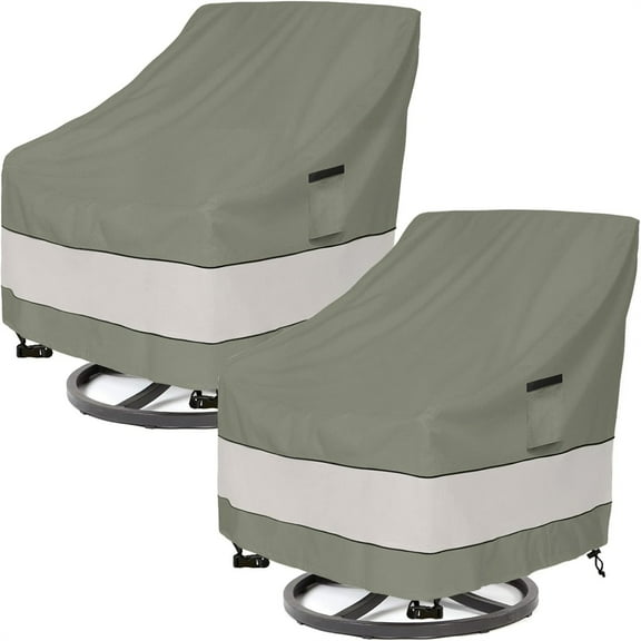 Outdoor Swivel Lounge Chair Cover 2 Pack,Waterproof 100% Outdoor Patio Chair Covers,33W x 37 D x 38.5 H inches,Outside Furniture Lounge Deep Seat Cover -Grayish Green