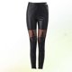 thumbnail image 2 of Imitation Leather Lace Splicing Leggings Women High-waisted Pants Thin Tights Pants for Women Female (Black Size XL), 2 of 4