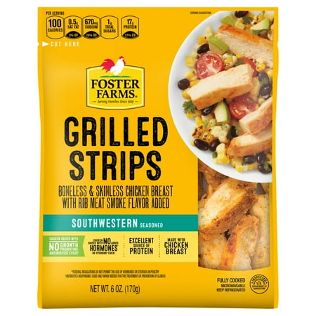 Foster Farms Boneless & Skinless Fully Cooked Grilled Strips Southwestern Seasoned Grilled Strips, 6 oz