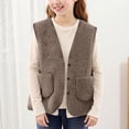 thumbnail image 5 of Wxirdiow Little Boys Winter Coat Baby Boys Girls Sherpa Fleece Vest Button Sleeveless Plain Jackets Newborn Fuzzy Outwear Fall Winter Warm Clothes Coffee Size,9-10 Years, 5 of 7