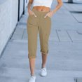 thumbnail image 5 of Cinvoph Womens Cargo Pants Summer Casual Outdoor Work Capris Pants Relaxed Fit Elastic High Waist Pants with Pockets, 5 of 5