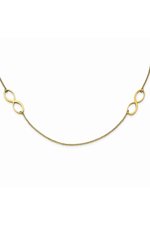White Stainless Steel necklace Fancy 20.5 in 1 mm Double Infinity Yellow IP-plated Polished