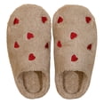 thumbnail image 3 of Women'S Slipper Heart Love Dots Indoor Outdoor House Slipper Fuzzy Fluffy House Shoes Valentine'S Day Gift Cute Flat Slides Khaki US: 8, 3 of 9