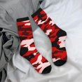 thumbnail image 7 of Women Crew Graphic Print Tube Socks Red Camouflage Pattern Design Ladies Socks, 7 of 7