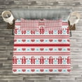 thumbnail image 3 of Ambesonne Nordic Quilted Bedspread Set 3 Pcs, Xmas Inspired Ornament, King Size, Red Sky Blue White, 3 of 3
