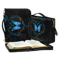 thumbnail image 3 of ZUXONGSY Butterfly Floral Print Bible Cover Case for Women Faith Hope Love Leather Bible Bag with Handle Multifunctional Bible Holder for Study, L, 3 of 7