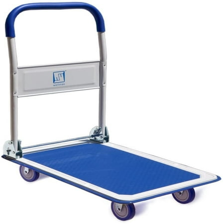 Push Cart Dolly by Wellmax Moving Platform Hand Truck Foldable for Easy Storage and 360 Degree Swivel Wheels with 660lb Weight Capacity Blue Color