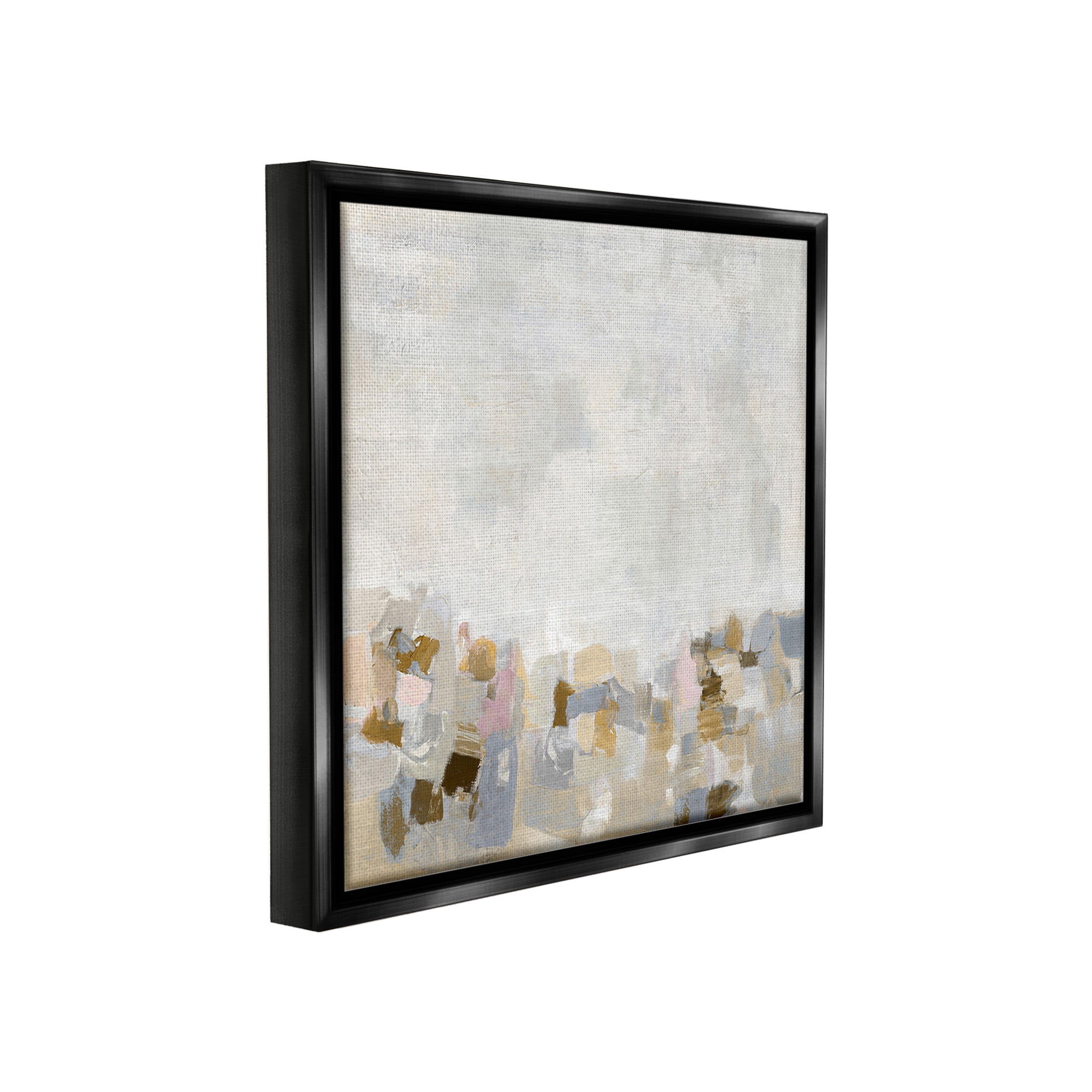 Stupell Industries Subtle Flecked Landscape Abstract Painting Black Floater Framed Canvas Art Print Wall Art, 18 x 18