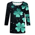 thumbnail image 5 of Women's T Shirts 3/4 Sleeve Plant Printed Tees Graphic Loose Summer Tops Black M, 5 of 5
