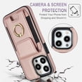 thumbnail image 5 of For iPhone 15 Pro Wallet Case with Card Holder, 360°Rotation Ring Holder Kickstand, 4 Card Slots PU Leather Case, RFID Blocking Magnetic Clasp Protective Cover,Rosegold, 5 of 16