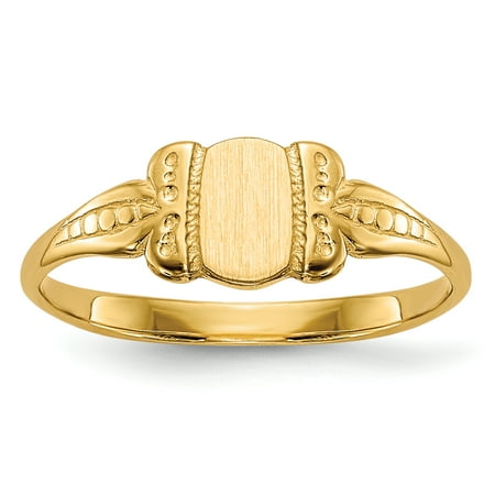 14k Yellow Gold Engravable Childs Signet Ring
