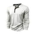 thumbnail image 4 of OGLCCG Men's Henley Shirts Lightweight Long Sleeve Button T-Shirt Casual Spring Summer Solid Color Cotton Crewneck Pullover Shirts,XL,White, 4 of 7