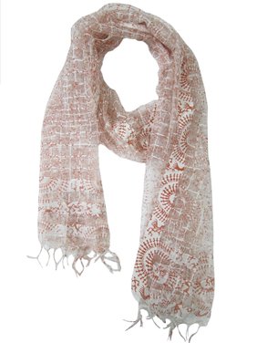 Mogul Women Indian Style White Tribal Print Long Scarves Wrap Stole