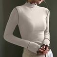 thumbnail image 2 of FAIWAD Women's Basic Turtleneck Bottoming Tops Long Sleeve Solid Color Lightweight Pullover Crop Tops, 2 of 7