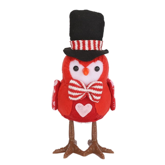 LED Light Decorative Small Plush Birds For Desktop Mantel Windowsill, Glowing Cute Birds Figurine