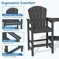 thumbnail image 5 of JUSTLET Larger Size Tall Adirondack Chair Set of 2 with Double Connecting Tray, HDPE Weather Resistant Patio Bar Stools, Grey, 5 of 8