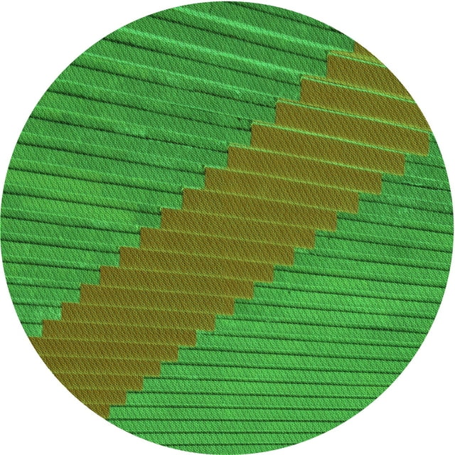 Ahgly Company Tapis Rond Lavable en Machine Intérieur Transitionnel Vert Lime, 5 Pieds Rond