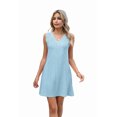 thumbnail image 3 of Womens Summer Dresses Loose Fit V Neck Sleeveless Sundresses Beach Hawaiian Dress with Pockets Light Blue XXL, 3 of 9