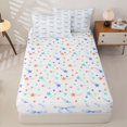 thumbnail image 4 of Homewish Girls Bowknot Zipper Full Size Comforter Sets with Fitted Sheet and 2 Pillowcases,Blue Polka Dots Bow Zipper Bedding Set,Colorful Stars Reversible,4 Pieces, 4 of 7