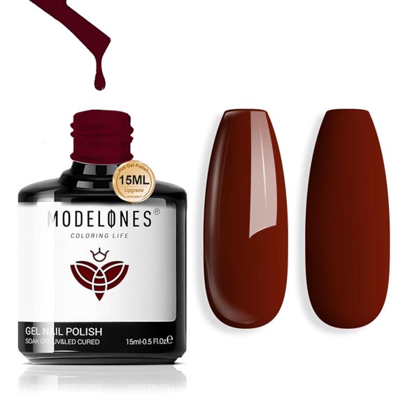 Modelones Burgundy Red Gel Nail Polish,15 ML Red Nail Polish Bright Burgundy Dark Rose Gel Polish Soak Off Nail Art Manicure Salon DIY Gift Women