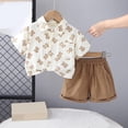 thumbnail image 3 of Odeerbi 0-6 Años Niños Niñas Conjuntos de Verano Camisetas de Manga Corta de Algodón Pantalones Cortos Conjunto Camisa Abotonada Cintura Elástica Traje Corto, 3 of 8