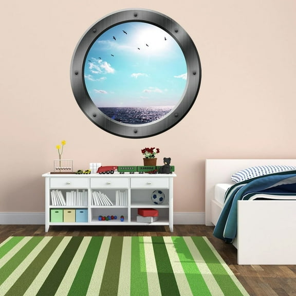 Sea Porthole, Ocean Wall Decal - 3D Kids Window Decor - VWAQ-PO14