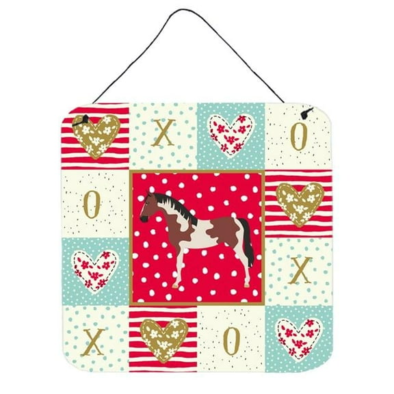 Caroline's Treasures CK5334DS66 Pinto Horse Love Wall or Door Hanging Prints, Red, 6x6, multicolor