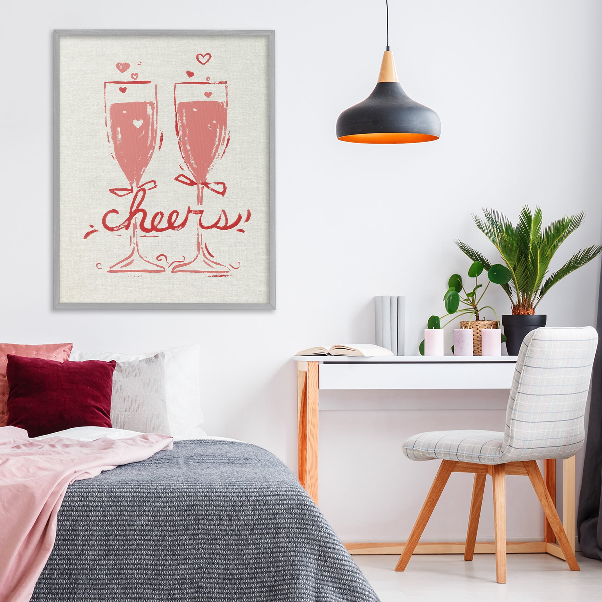 Stupell Industries Romantic Cheers To Love Gray Framed Giclee Art, design by June Erica Vess