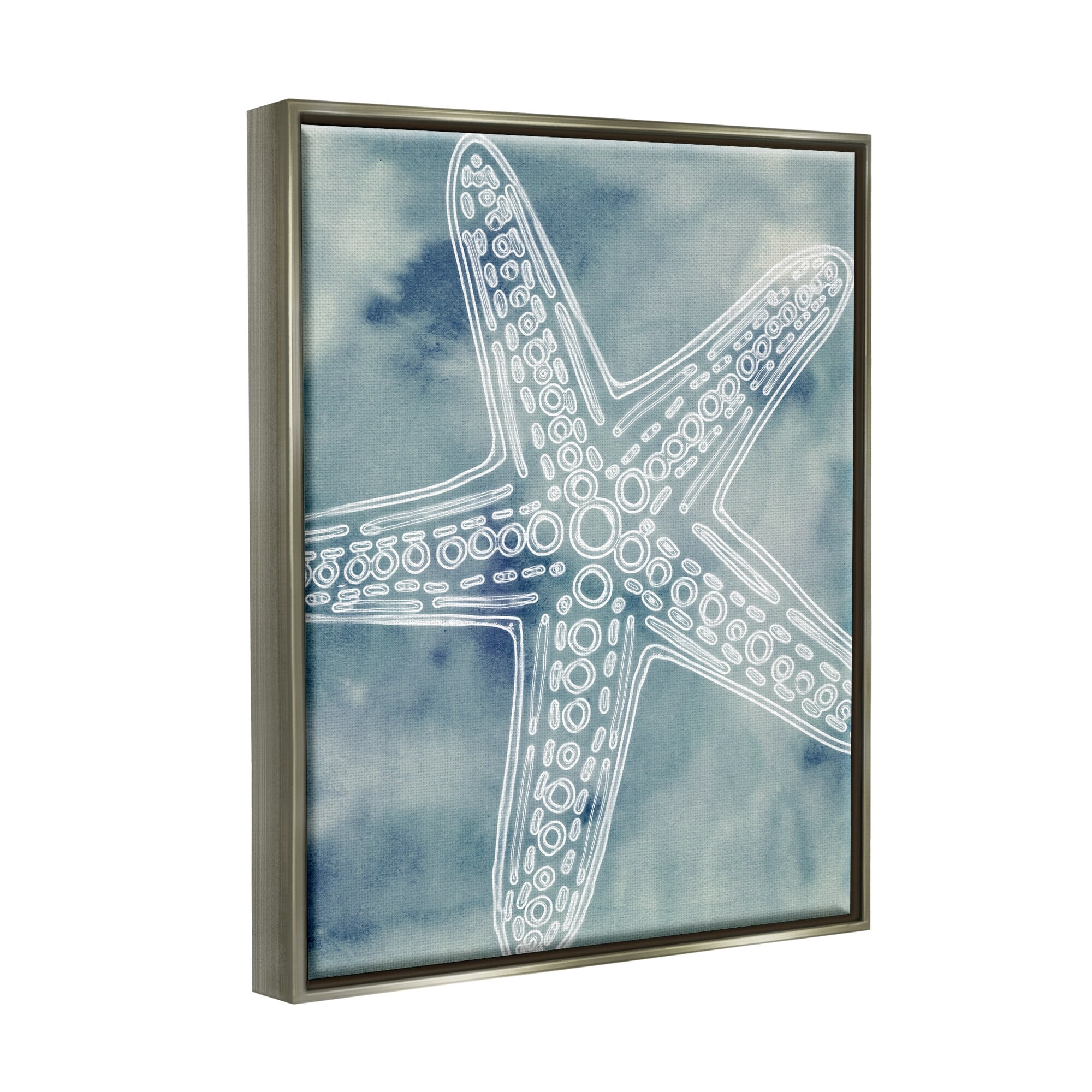 Stupell Industries Detailed Starfish Pattern Circles Blurred Watercolor Background Graphic Art Luster Gray Floating Framed Canvas Print Wall Art, Design by Ziwei Li