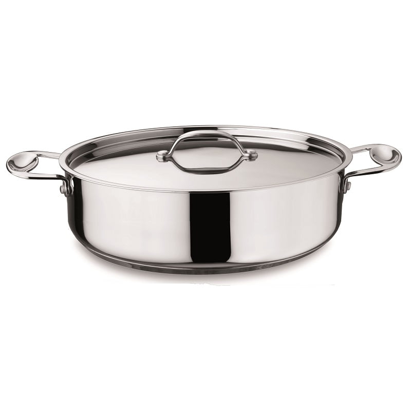 24cm Casserole Dish Stainless Steel Pan Stock Pot Glass Lid Dishwasher 