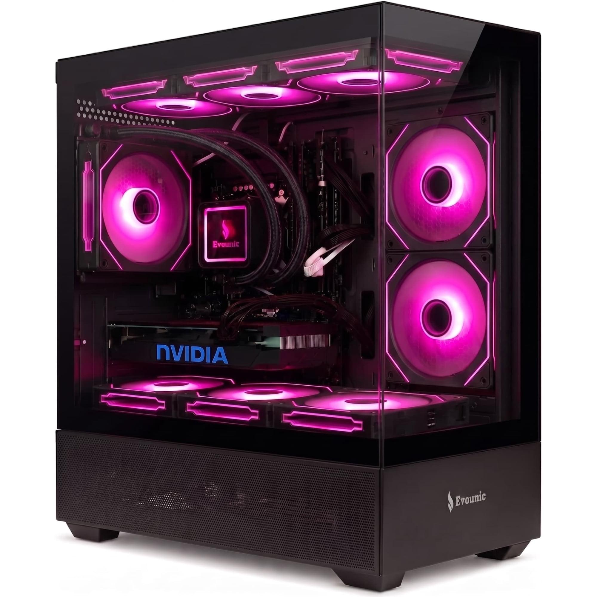 Evounic Prebuilt Gaming PC Liquid Cooled Desktop Computer Ryzen 7 5800X RTX 4060 16GB DDR4 RAM 1TB NVME SSD WiFi 6 BT5.4 650W WIN11 ARGB 9Fan,VR Ready