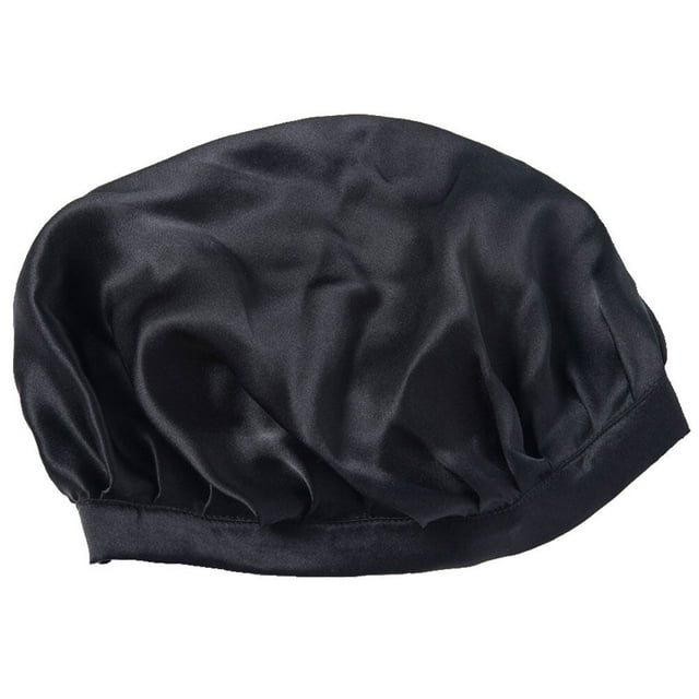 Silk Night Cap for Hair Protection Durable Black Mulberry Silk Large Size 25.5 Inches Circumference