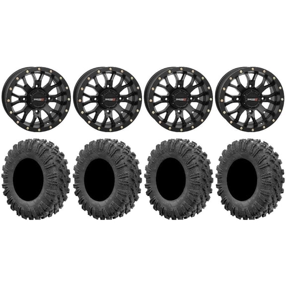 System 3 ST-3 Black 14" Wheels 27" MotoRavage Tires Sportsman RZR Ranger