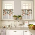 thumbnail image 4 of Orange Green Leaves Kitchen Curtains and Valances Set, Rod Pocket Curtains Tier Farmhouse Window Curtains 36 Inch Length, Fall Eucalyptus Leaf Retro Country 3 Piece Kitchen Curtains Set, 4 of 6