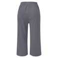 thumbnail image 6 of Riforla 2024 Women's Casual Loose Elastic Waist Cotton Trousers Seven Point Wide Leg Pants Summer Pants Grey S, 6 of 6