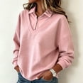 thumbnail image 3 of Tbopshirt Sweatshirts for Women Solid Color Shirt Lapel Patchwork Hoodie Sweatshirt V-Neck Long Sleeve Loose Casual Pullover with Collar Flap Flap Sports Top Hoodie,S-3XL, 3 of 8