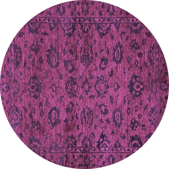 Ahgly Company Indoor Round Abstract Purple Modern Area Rugs, 4' Round