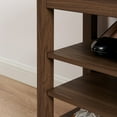 thumbnail image 5 of GZXS 24" Entryway Shoe Rack Bench with Hidden Storage, PU Leather Upholstered Seat, Rubberwood Frame, 3-Tier Adjustable Shelves, Supports up to 400 lbs (Brown), 5 of 9