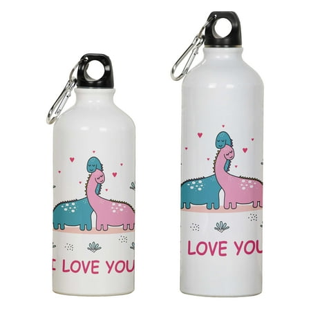 

Printtoo Carabiner Clip Travel Bottle Dinosaur Love You Print Aluminum Water Bottle Kids 650ml/21.9oz