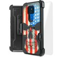 thumbnail image 1 of for Motorola Moto G Play 2021 (NOT FIT 2020 Version) Card Slot Magnetic Heavy Duty Shock Absorption Kickstand Armor Case with Belt Swivel Clip Holster Cover with Tempered Glass, 1 of 4